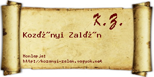 Kozányi Zalán névjegykártya