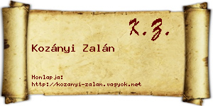 Kozányi Zalán névjegykártya